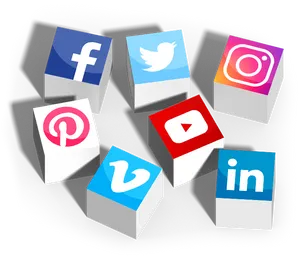 Social Media Icons3 D Blocks PNG Image