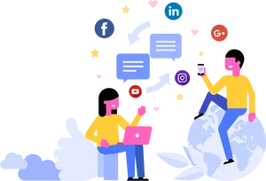 Social Media Interaction Concept PNG