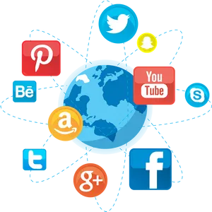 Social Media Networks Global Connectivity PNG