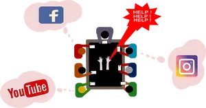 Social Media Overwhelm Illustration PNG Image