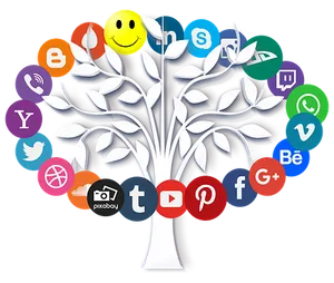 Social Media Tree Concept PNG Image