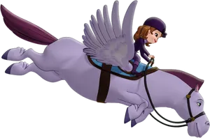 Sofia Riding Flying Horse PNG Image