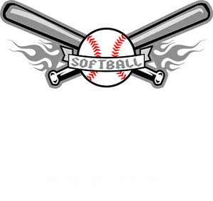 Softball Baseball Crossed Bats Graphic PNG Image