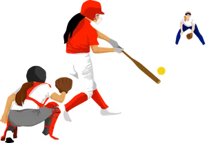 Softball Batter Hitting Ball PNG Image