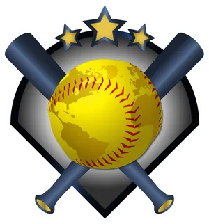 Softball Emblemwith Crossed Bats PNG Image