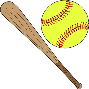 Softballand Bat Vector Illustration PNG Image