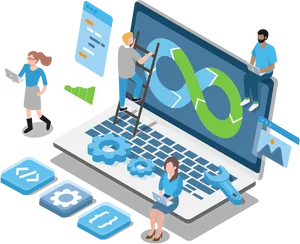 Software Development Team Isometric Illustration PNG Image