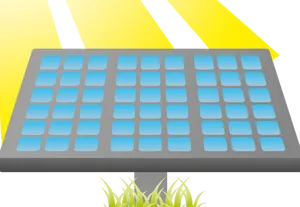 Solar_ Panel_ Illustration_with_ Sunrays PNG Image