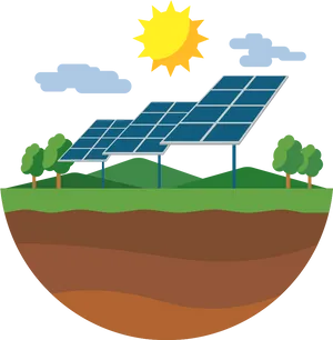 Solar Panelson Green Hill PNG Image