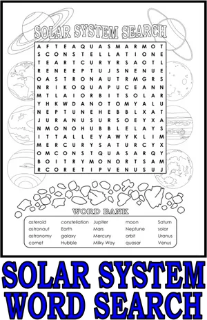 Solar System Word Search Puzzle PNG Image