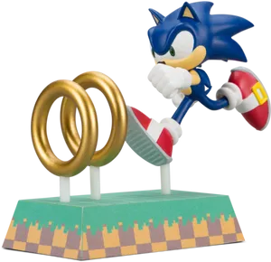 Sonic Figure With Gold Rings PNG Image