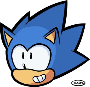 Sonic Headshot Cartoon Style PNG Image