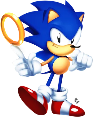 Sonic_ Holding_ Golden_ Ring PNG Image