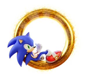 Sonic Speeding Through Golden Ring PNG Image