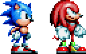 Sonicand Knuckles Pixel Art PNG Image