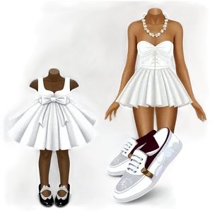 Sophisticated White Dress Attire Png Lbt75 PNG Image