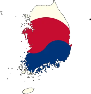 South Korea Flag Map PNG Image