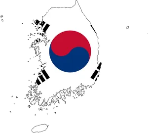 South Korea Flag Map PNG Image