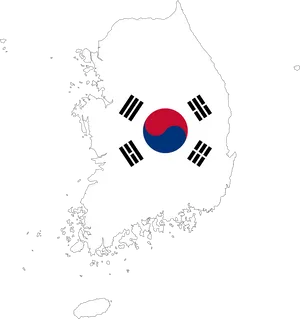 South Korea Mapwith Flag PNG Image