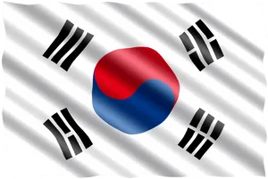 South Korean Flag Waving PNG Image