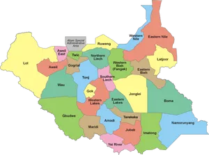 South Sudan Administrative Divisions Map PNG Image