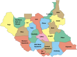 South Sudan Administrative Divisions Map PNG Image