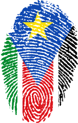 South Sudan Flag Fingerprint Art PNG Image