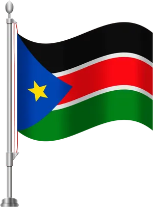 South Sudan Flagon Pole PNG Image