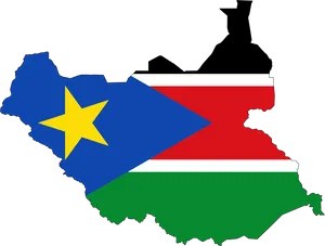 South Sudan Map Outlinedwith Flag PNG Image