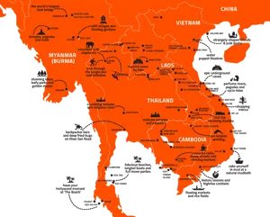 Southeast Asia Travel Map PNG Image