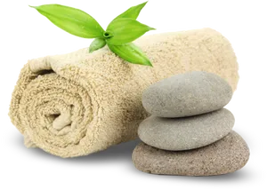 Spa Essentials Towel Stones Bamboo PNG Image