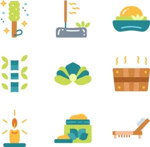 Spa Wellness Icons Set PNG Image