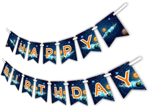 Space_ Theme_ Happy_ Birthday_ Banner PNG Image