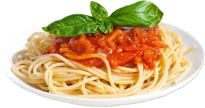 Spaghettiwith Tomato Sauceand Basil PNG Image