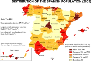 Spanish Population Distribution Map2005 PNG Image