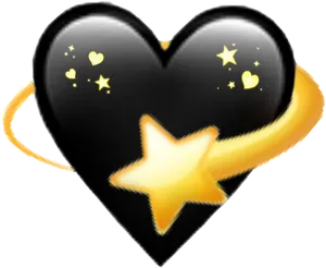 Sparkling Black Heart Emoji PNG Image