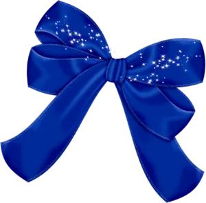 Sparkling Blue Ribbon Bow PNG Image