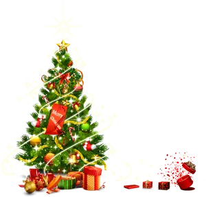 Sparkling Christmas Treewith Gifts PNG Image