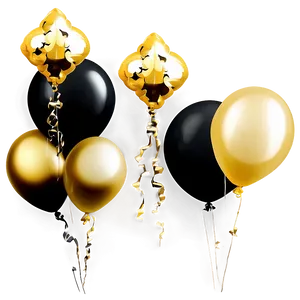 Sparkling Gold And Black Balloons Png 06132024 PNG Image