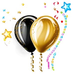 Sparkling Gold And Black Balloons Png 20 PNG Image