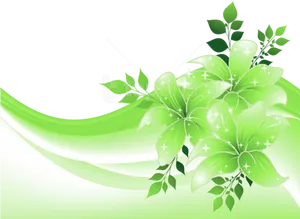 Sparkling Green Floral Design PNG Image