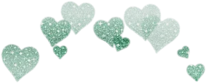 Sparkling Green Hearts Pattern PNG Image