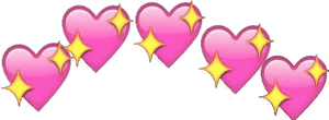 Sparkling Hearts Emoji Row PNG Image