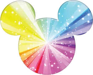 Sparkling_ Rainbow_ Mickey_ Silhouette PNG Image