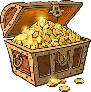 Sparkling Treasure Chest Fullof Gold Coins.png PNG Image