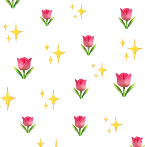 Sparkling Tulips Pattern PNG Image