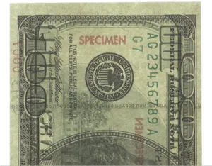 Specimen100 Dollar Bill PNG Image