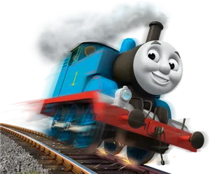 Speeding Animated Blue Train PNG Image