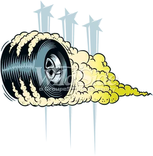 Speeding_ Tire_ Cartoon_ Clouds PNG Image