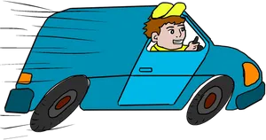 Speedy Delivery Van Cartoon PNG Image